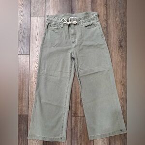 PAIGE Europe LYD Women’s Olive Green High Rise Wide-Leg Jeans Size 31